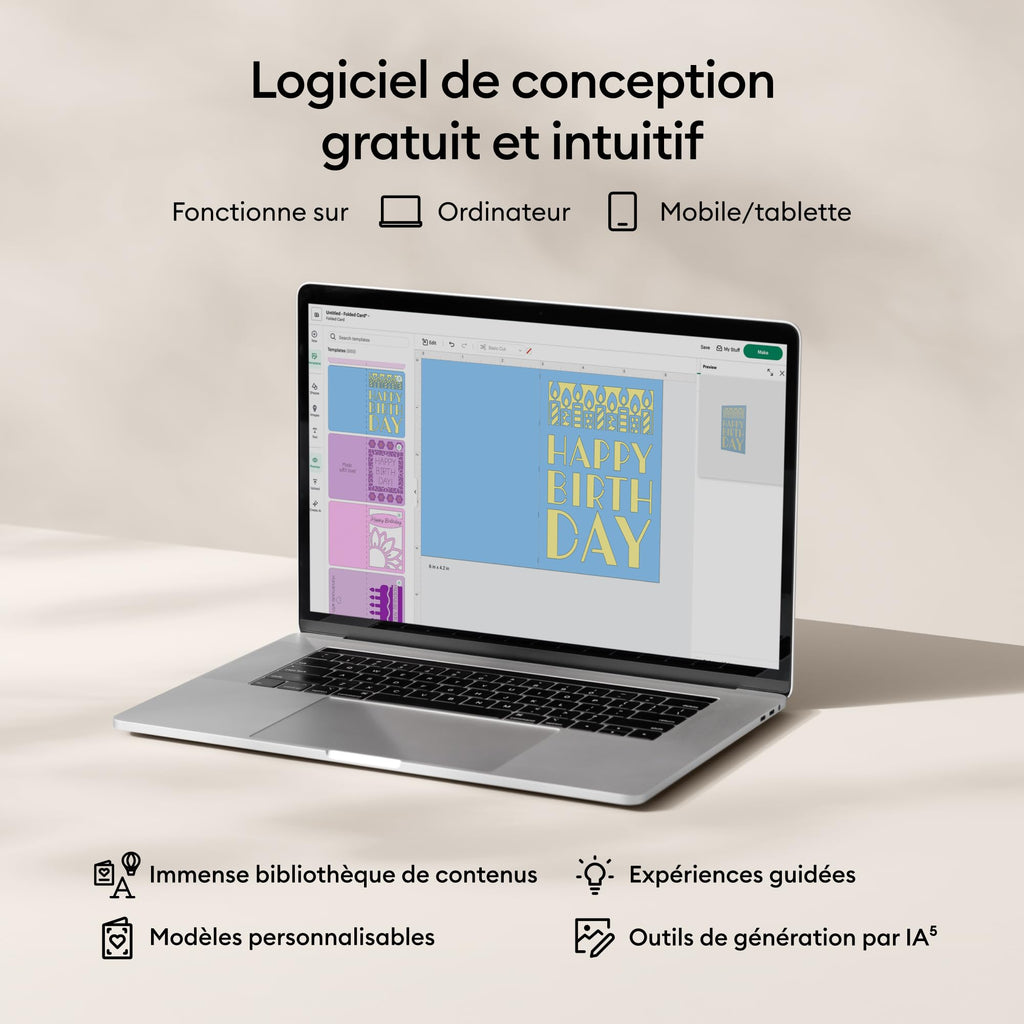 Machine de découpe créative Explore 5 8003087 30,5 cm pour vinyle papier tissu et étiquettes avec kit Deluxe