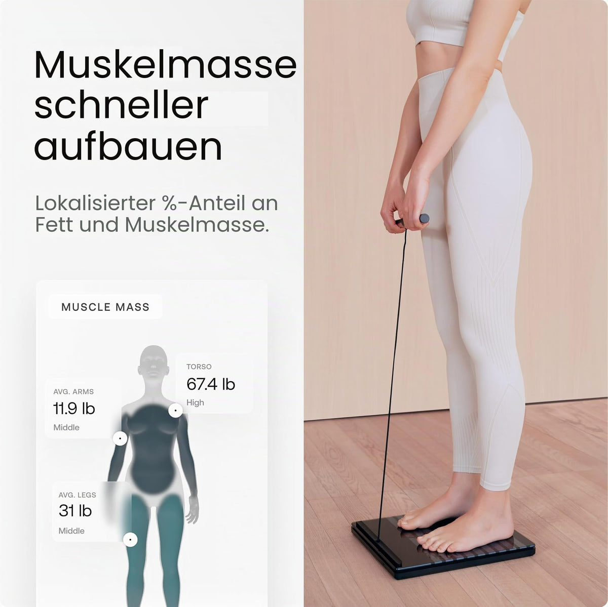 Körperanalysewaage mit segmentaler BIA Body Scan 6-Kanal-EKG WLAN Farbdisplay USB-C Schwarz