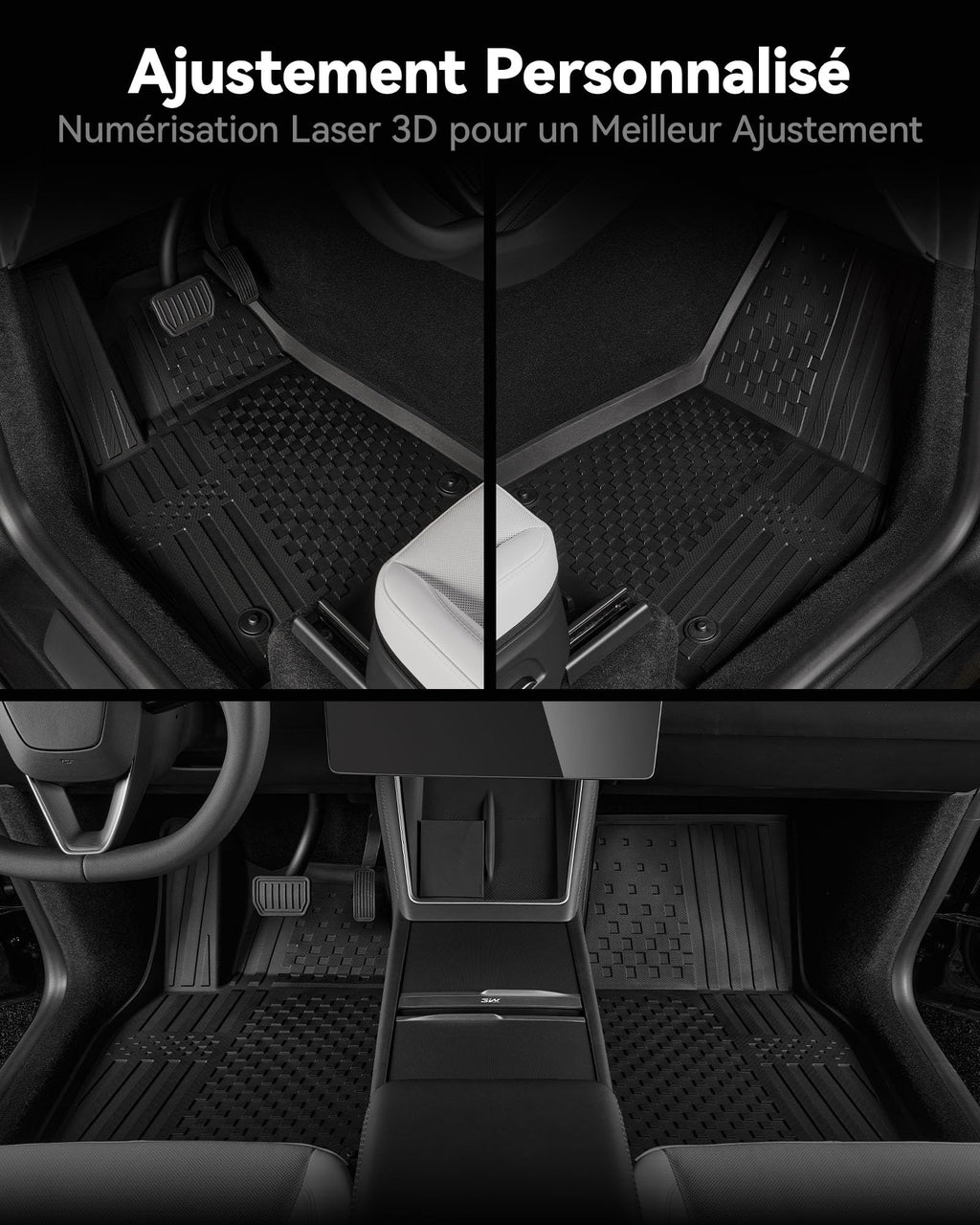 Tapis de sol pour Tesla Model Y Juniper 2025 2026 set 4 pièces en TPE imperméable antidérapant ajustement précis