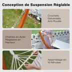 Hamac avec support en bois de pin massif 320 x 120 cm réglable en hauteur charge 200 kg extérieur