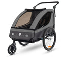 2in1 Fahrradanhänger und Kinderwagen für 1 bis 2 Kinder, bis 40 kg, mit Federung und 360° drehbarem Vorderrad