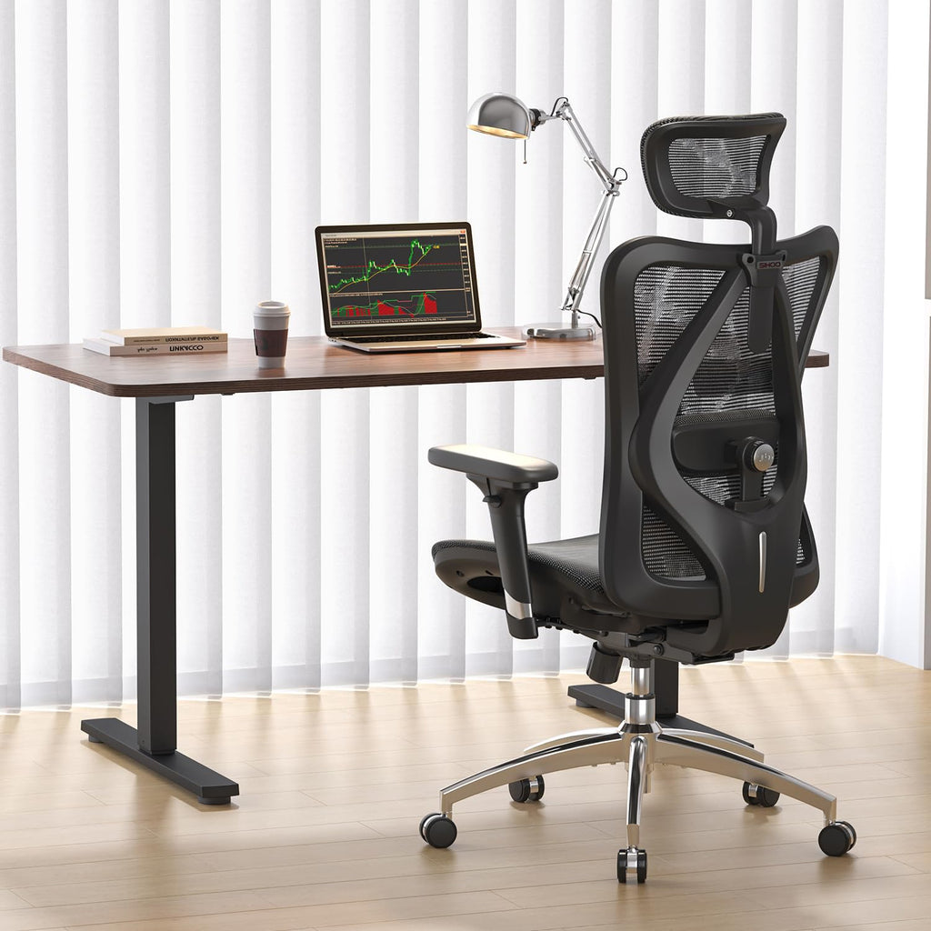 Ergonomischer Bürostuhl M57 mit 3D-Armlehne und Lendenwirbelstütze, Netz-Hochlehne, bis 150 kg, schwarz