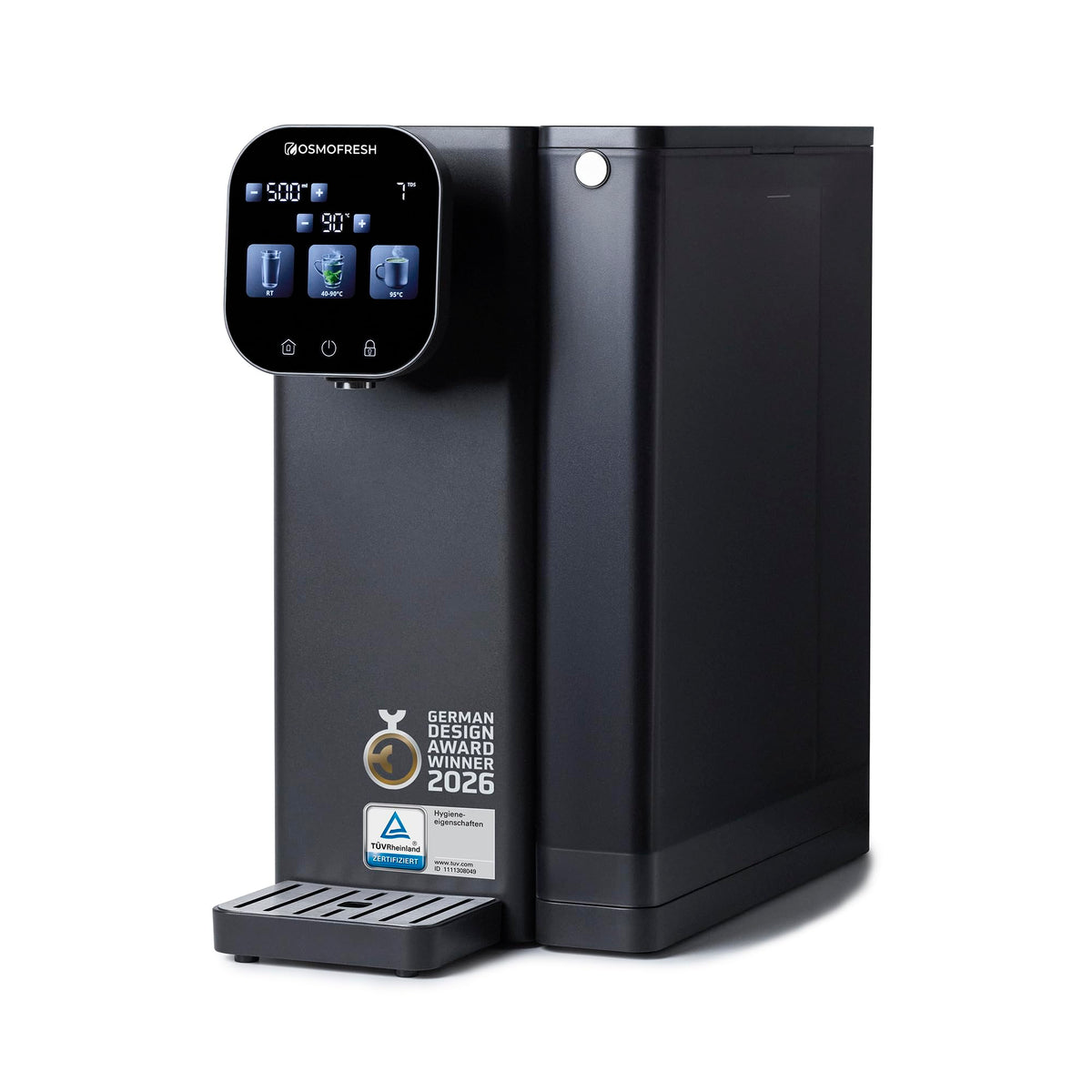 Auftisch Osmoseanlage Fusion Air mit Heißwasserspender 4,7-L-Tank UV-C LED 10-Stufen-Filterung Mineralisierung
