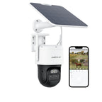 4K 3G/4G LTE Solar Überwachungskamera mit SIM Karte, 360° PTZ Auto-Tracking und KI-Erkennung für Menschen, Fahrzeuge und Haustiere