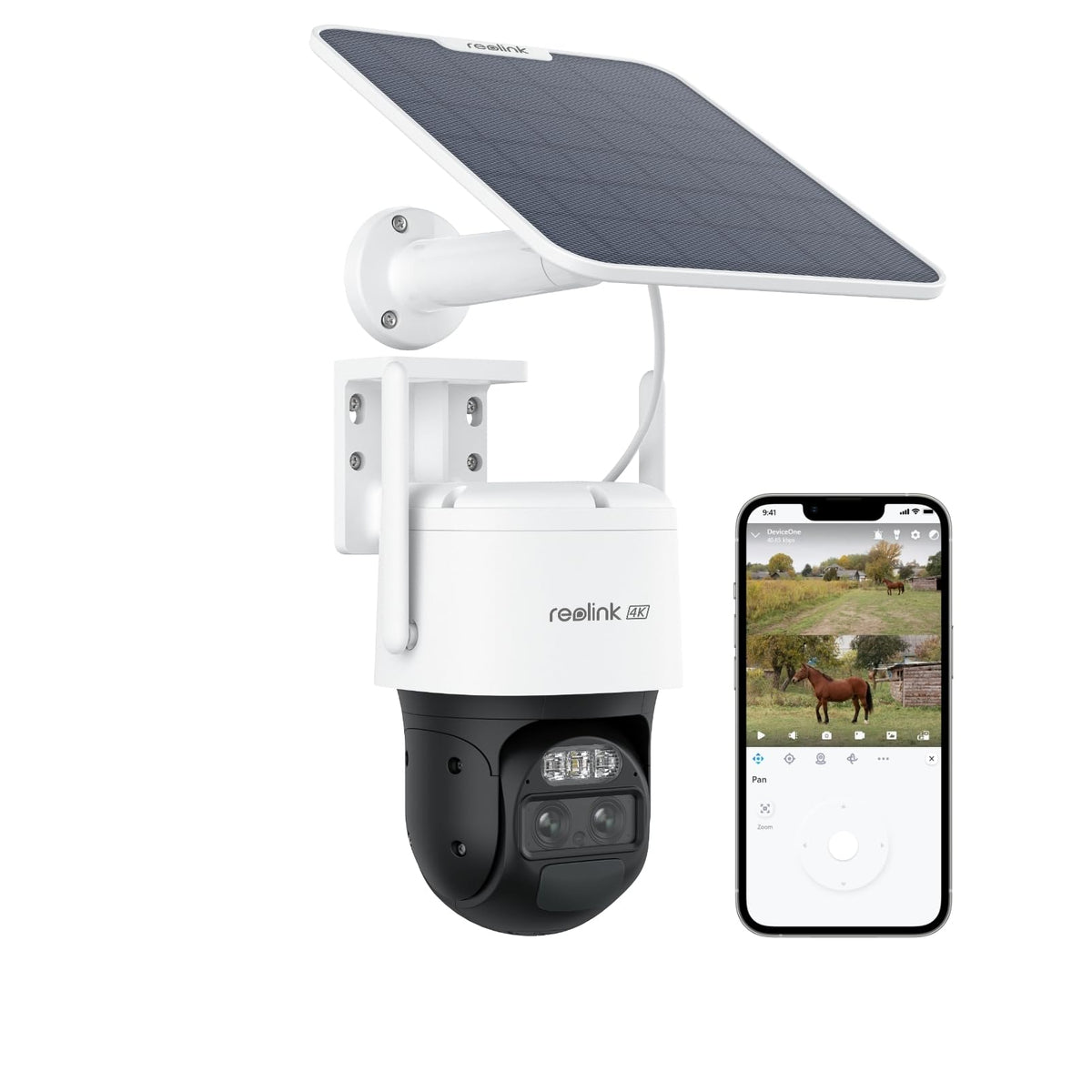 4K 3G/4G LTE Solar Überwachungskamera mit SIM Karte, 360° PTZ Auto-Tracking und KI-Erkennung für Menschen, Fahrzeuge und Haustiere
