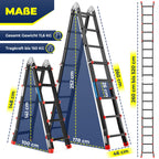 6in1 Mehrzweckleiter aus Aluminium, 20 Sprossen, 520 cm, 150 kg, ausziehbar, rutschfest, Gelenkleiter, Anlegeleiter, Klappleiter, Steh- und