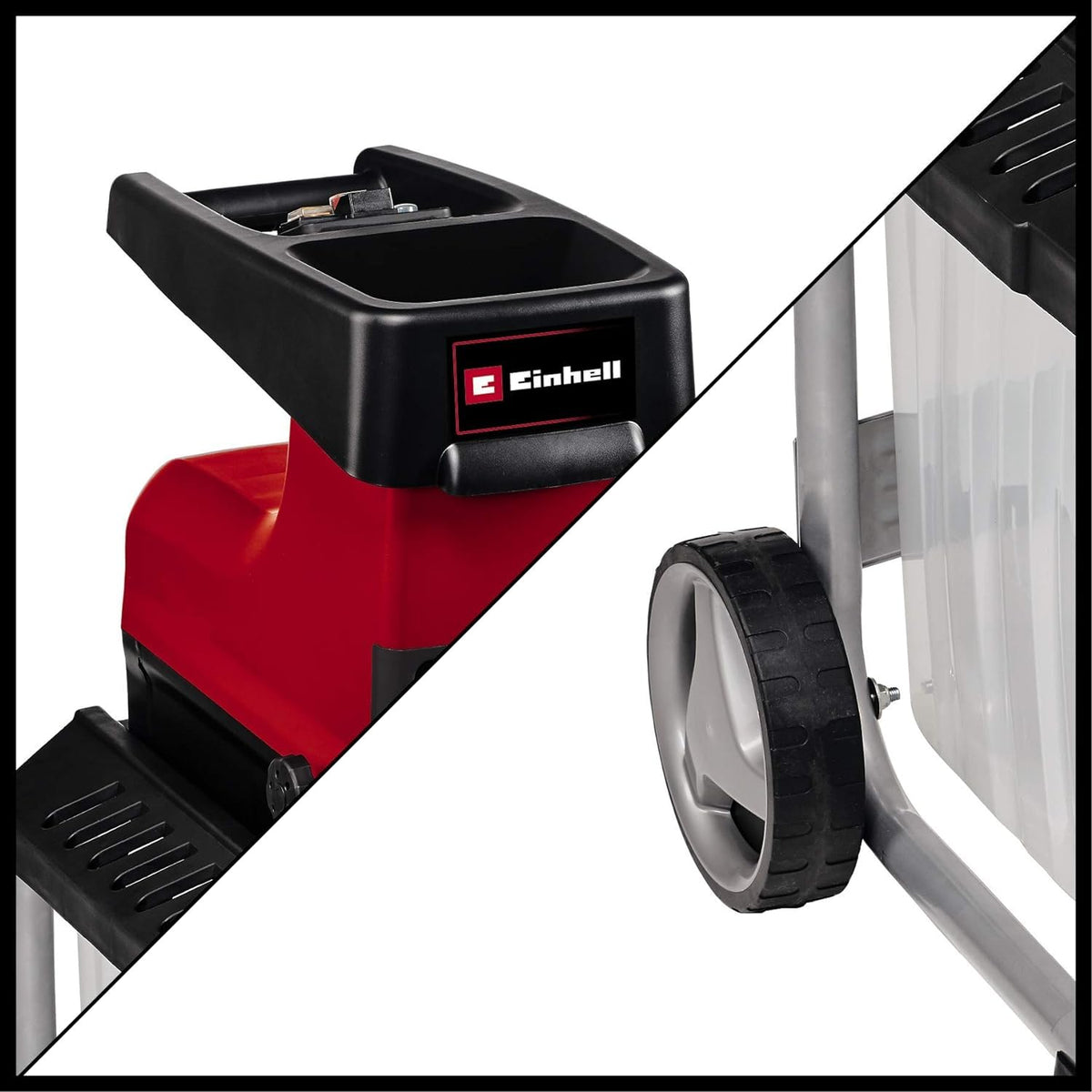 Elektro-Leisehäcksler GC-RS 60 CB mit 2800 W und 45 mm Aststärke, Schneidwalze, Drehrichtungsumschalter und transparenter 60 L Fangbox