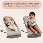 Babywippe Bliss ergonomisch 3,5–13 kg Sandgrau klassische Steppung natürliches Schaukeln 0–2 Jahre Stoff