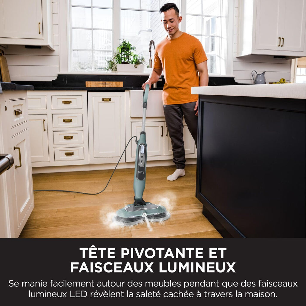 Balai vapeur Steam Mop S8201EUCP 1120W avec tampons rotatifs microfibres réservoir 350ml pour sols durs