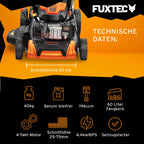 Benzin-Rasenmäher FX-RM5196 mit 196-ccm-4-Takt-Motor und 51 cm Schnittbreite, 4-in-1-Funktion mit Radantrieb und 60-Liter-Fangkorb
