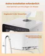 Tischgeschirrspüler mit Wasserenthärter und 5-Liter-Wassertank, 8 Spülprogramme und 18 Stunden Startverzögerung, weiß