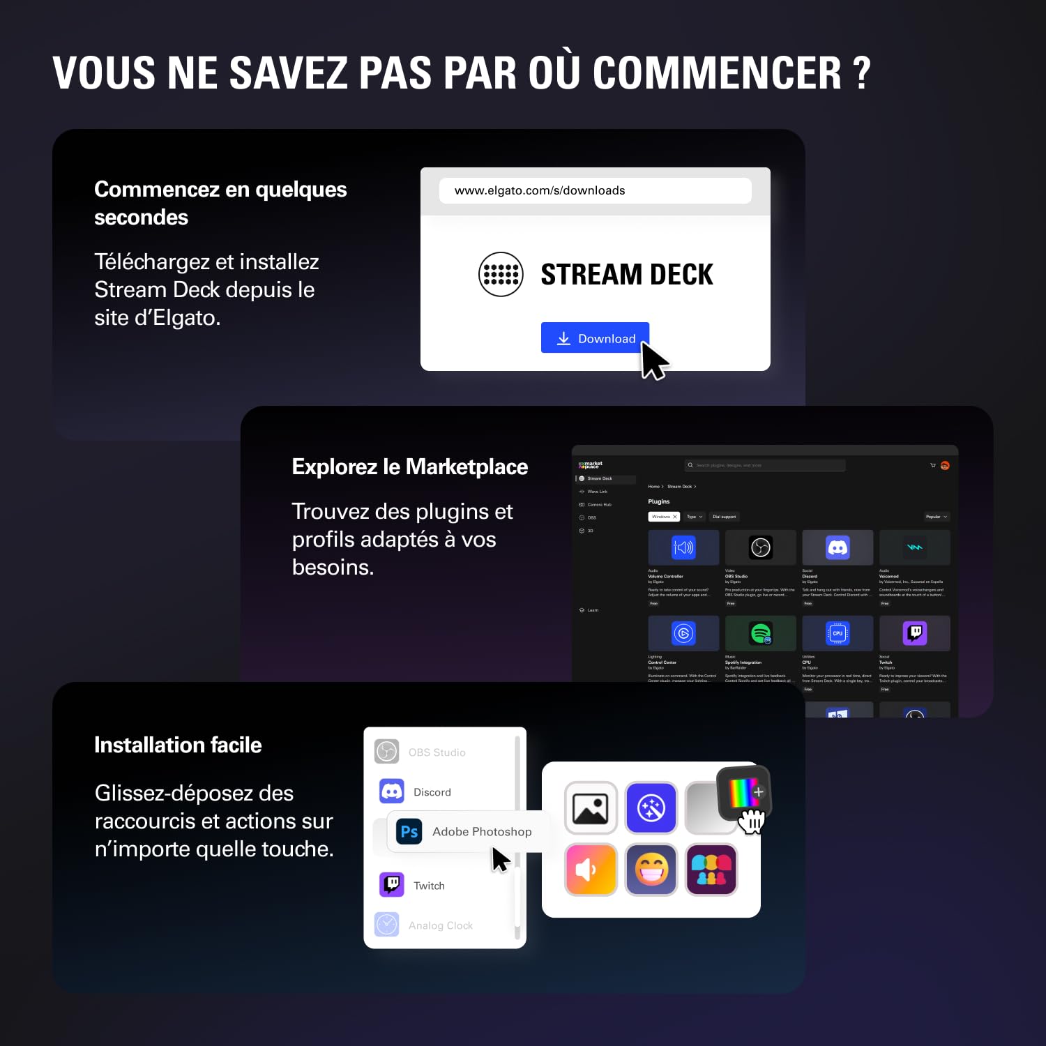 Console de mixage Stream Deck Plus avec touches LCD ruban tactile et connexion USB-C pour production audio vidéo Mac PC
