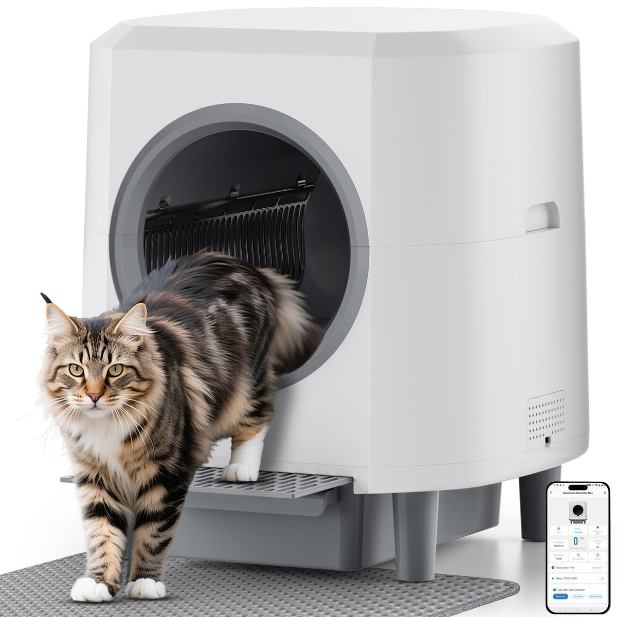 Selbstreinigende Katzentoilette 90 L für mehrere Katzen mit App-Steuerung und Geruchskontrolle