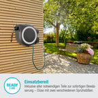 Wand-Schlauchbox RollUp L mit 30 m Schlauch, schwenkbar und frostsicher, inkl. Reinigungsspritze und Brause