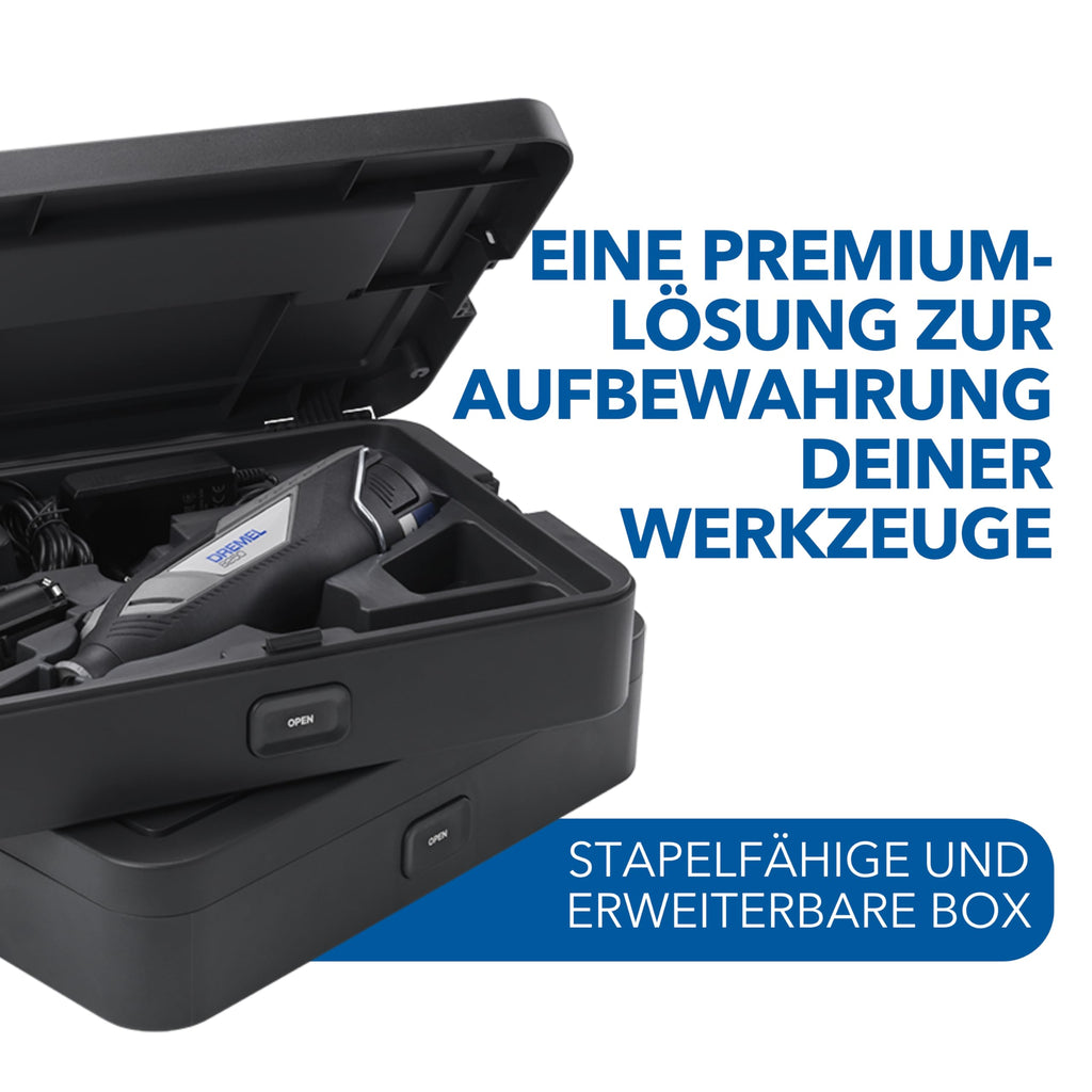 Akku-Multitool 12V 2Ah mit 2 Akkus, 5 Aufsätzen und 65 Zubehören in Dremel Box zum Schneiden, Gravieren, Schleifen und Polieren
