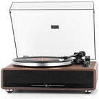 Plattenspieler mit integrierten Lautsprechern und Bluetooth, 33/45 RPM, Phono-Vorverstärker, Nussbaum