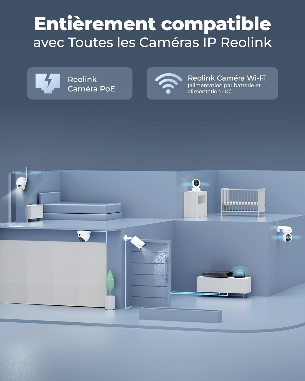 4K PoE NVR RLN8-410 8 canaux avec disque dur 2 To enregistreur vidéo réseau pour caméras IP PoE jusqu'à 8MP