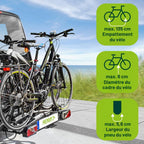 Porte-vélos arrière 11523 Premium II Plus pour attelage de remorque 2 vélos charge maximale 60 kg