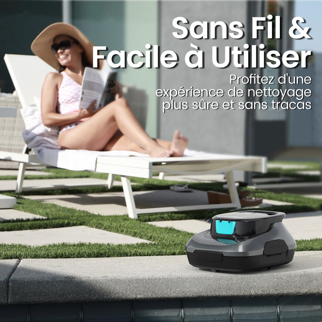Robot de piscine sans fil Scuba SE pour nettoyage du fond avec autonomie 90 minutes stationnement automatique pour piscine hors sol jusqu'à 80 m²