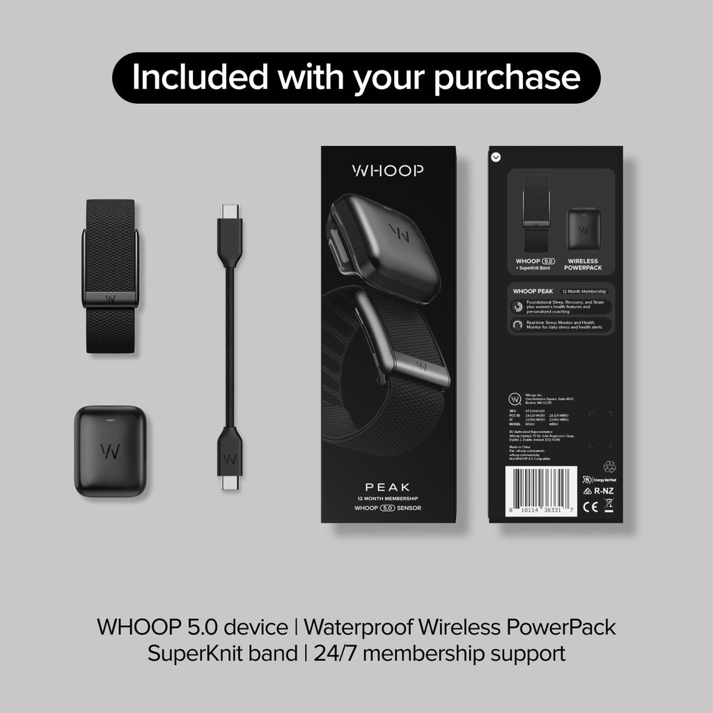 Capteur fitness et santé WHOOP 5.0 MG suivi activité 24h/24 autonomie batterie 14 jours fréquence cardiaque