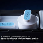 Auftisch Osmoseanlage Fusion Air mit Heißwasserspender 4,7-L-Tank UV-C LED 10-Stufen-Filterung Mineralisierung