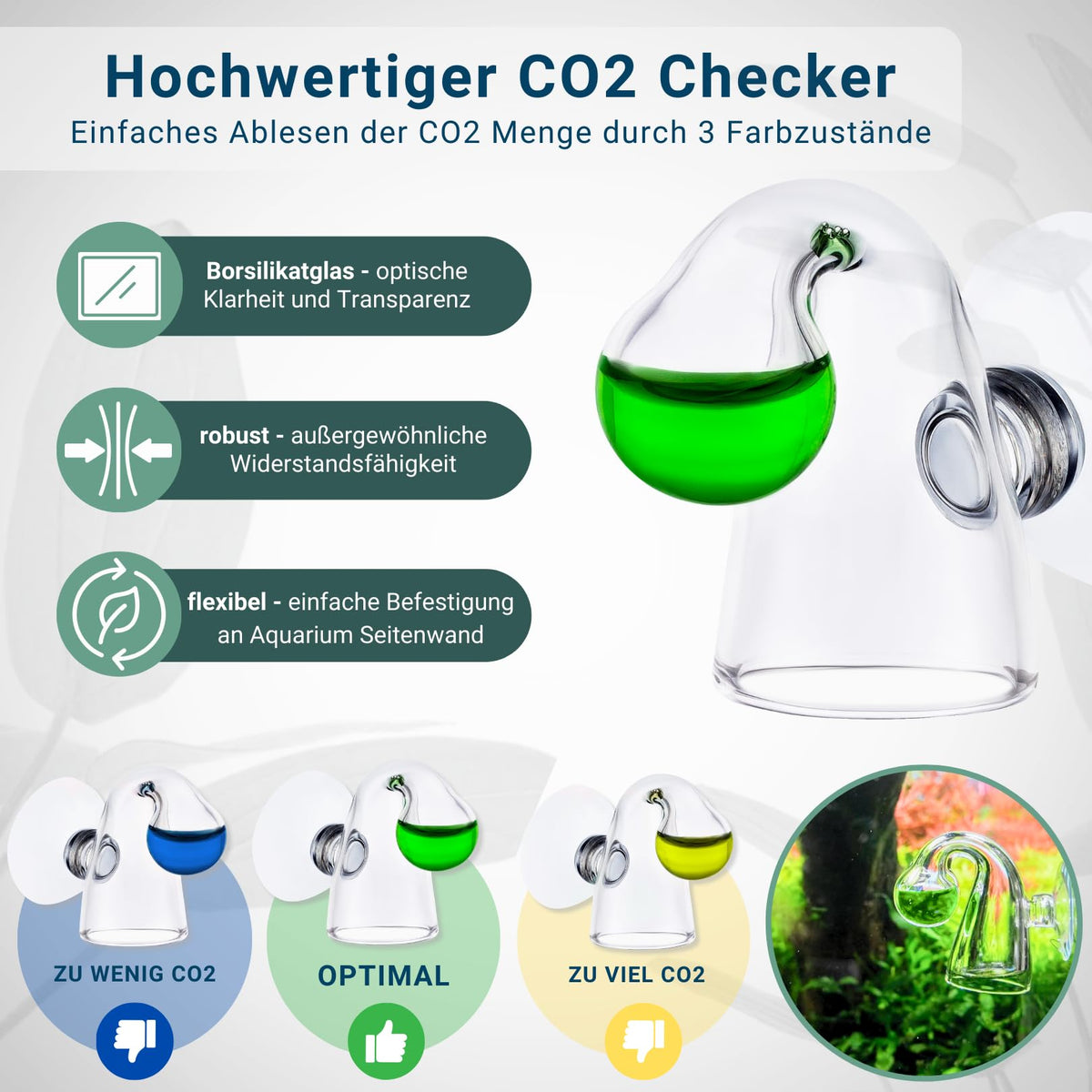 CO2 Anlage Aquarium Komplettset mit 425 g CO2 Flasche Druckminderer Diffusor Dauertest für Aquarien 20 bis 1000 L