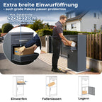 Paketbox mit Briefkasten und Paketfach 112 x 50 x 39 cm 85 L abschließbar aus verzinktem Stahl mit 4 Schlüsseln Anthrazit