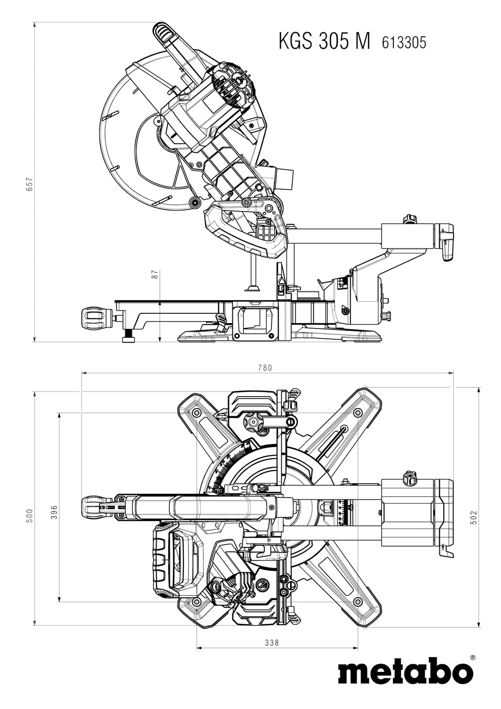 Kapp- und Gehrungssäge KGS 305 M 305 mm Sägeblatt Zugfunktion LED-Schnittlinie beidseitige Neigung bis 47° mit Tischverbreiterungen