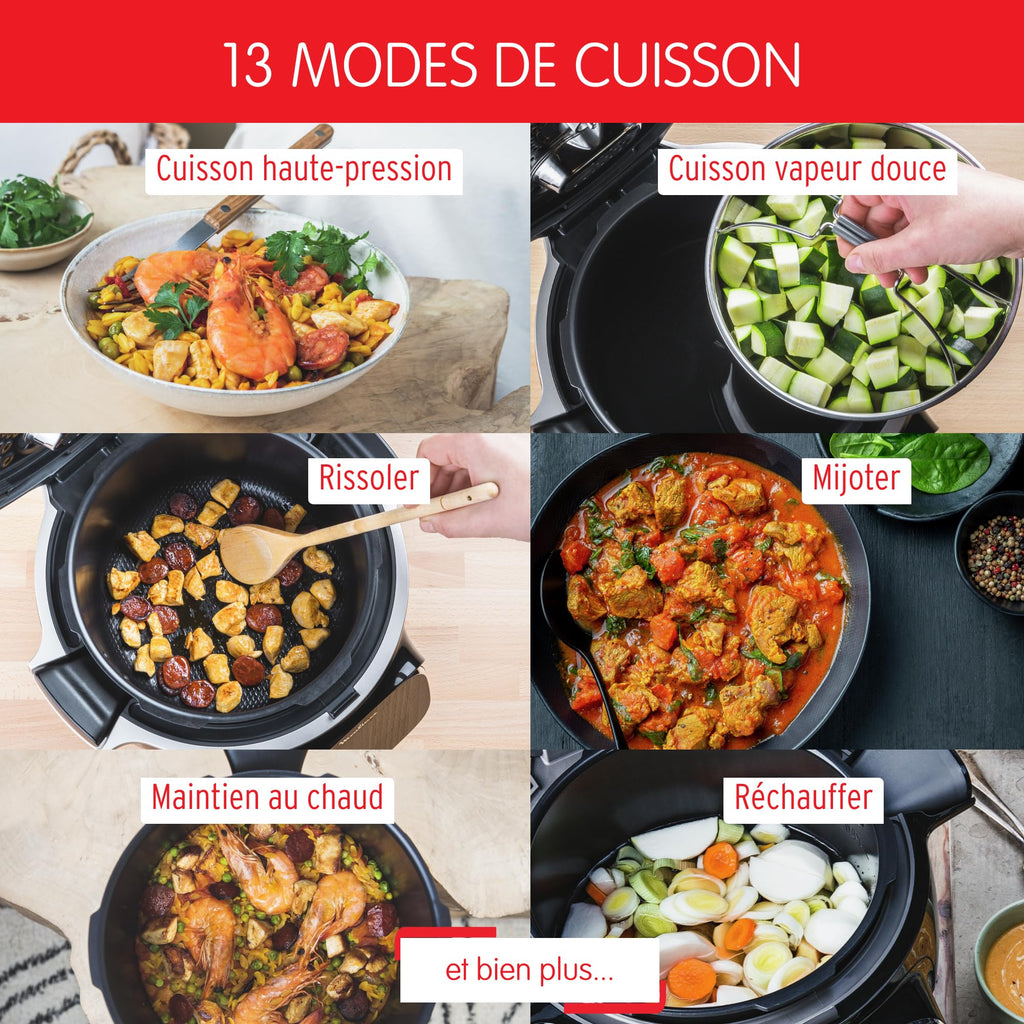 Multicuiseur intelligent Cookeo Touch Wifi 6L haute pression avec écran tactile 250 recettes intégrées