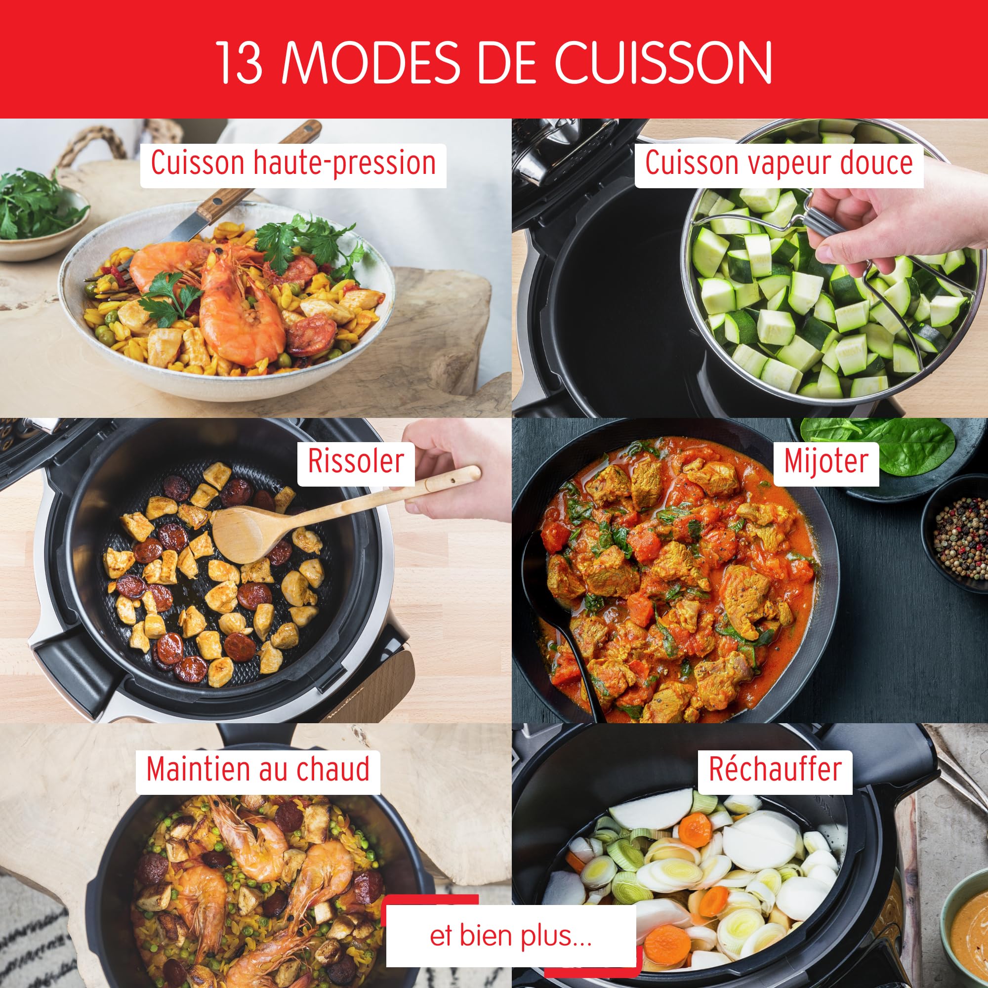Multicuiseur intelligent Cookeo Touch Wifi 6L haute pression avec écran tactile 250 recettes intégrées