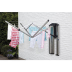 Séchoir à linge mural pliable gain de place WallFix 475924 24 m en métal résistant aux UV avec boîte de protection