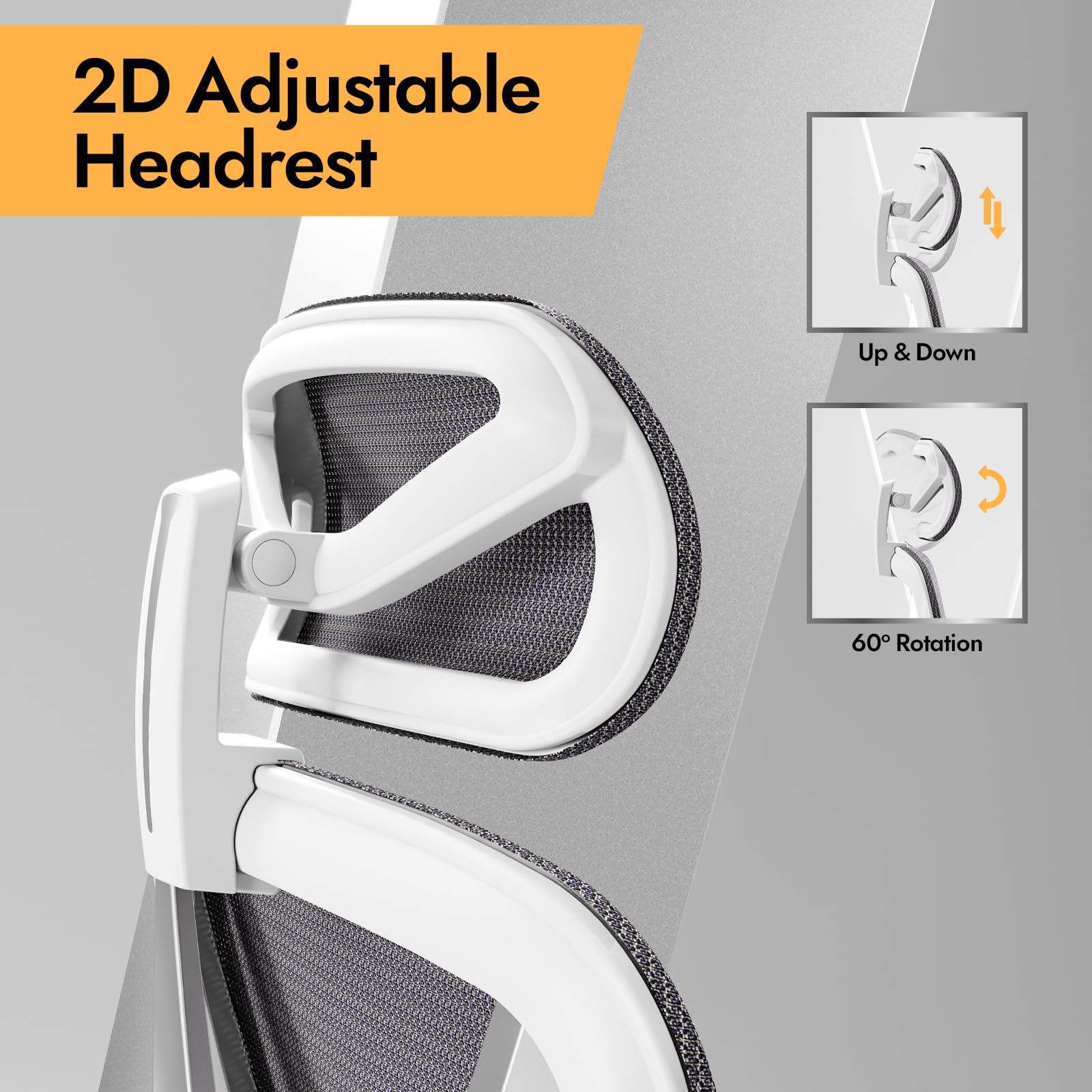 Chaise de bureau ergonomique V Chair Vchair-GR avec support lombaire 3D accoudoirs réglables 3D appui-tête réglable dossier en maille blanc