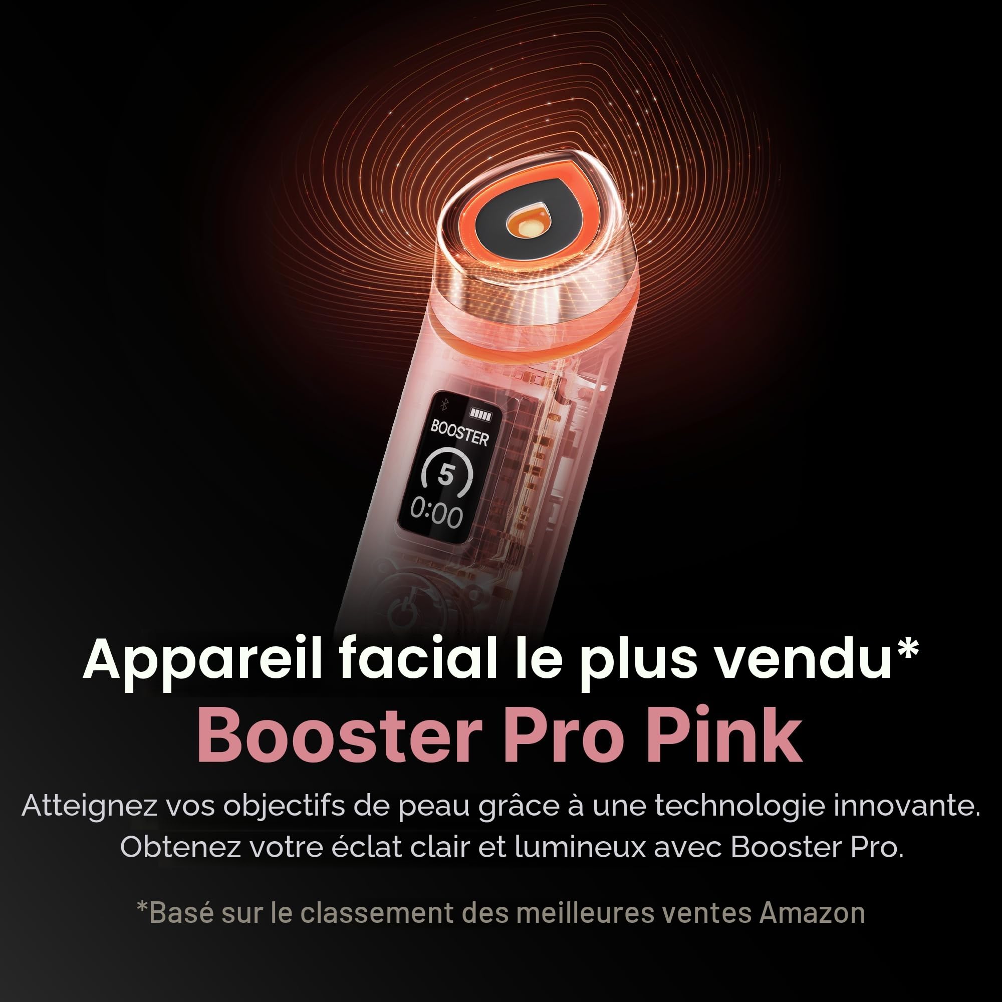 Appareil de soin du visage Age-R Booster Pro 6-en-1 avec massage facial technologie de soin de la peau rechargeable couleur rose