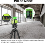 Niveau laser vert autonivelant B03CG Pro 3 x 360° avec batterie rechargeable Li-ion 5200mAh USB-C mode pulsé et étui de transport