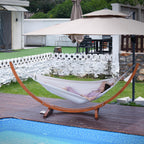 Hamac avec support en bois de pin massif 320 x 120 cm réglable en hauteur charge 200 kg extérieur