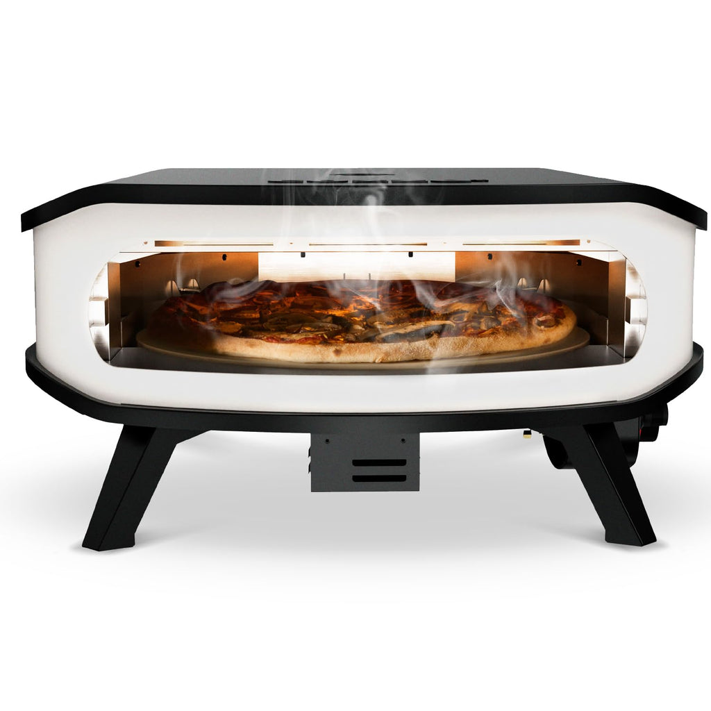 17"""" Gas-Pizzaofen mit rotierendem Pizzastein, LED und Tür, 50 mbar, inkl. Regler und 1,1 m Gasschlauch, Ø42,5 cm Stein