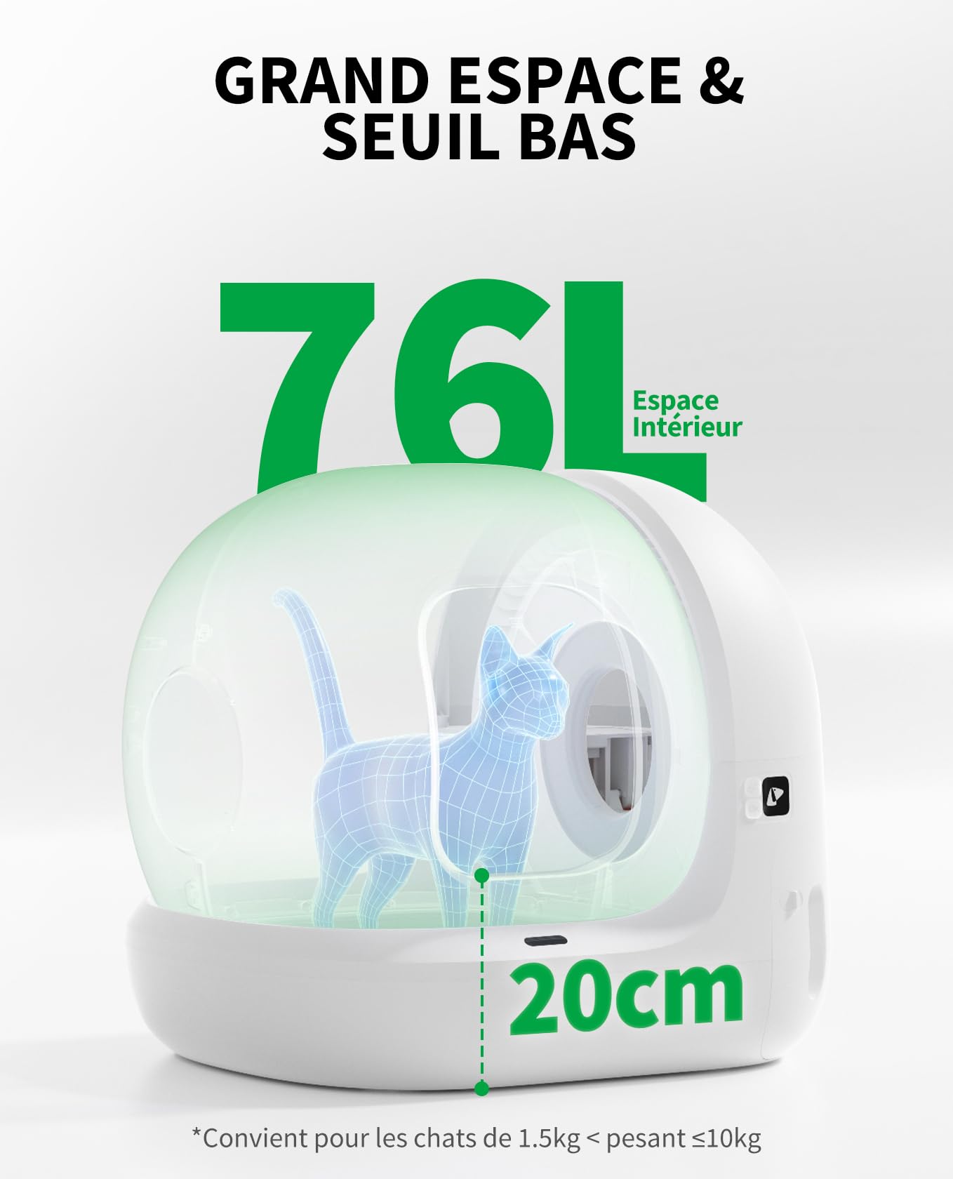 Litière chat autonettoyante PURA MAX 2 avec nettoyage automatique capacité 76L contrôle application