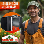Metall Gerätehaus 260 x 205 x 180 cm mit Fundament Satteldach Schiebetür Belüftungsöffnungen 4 Haken