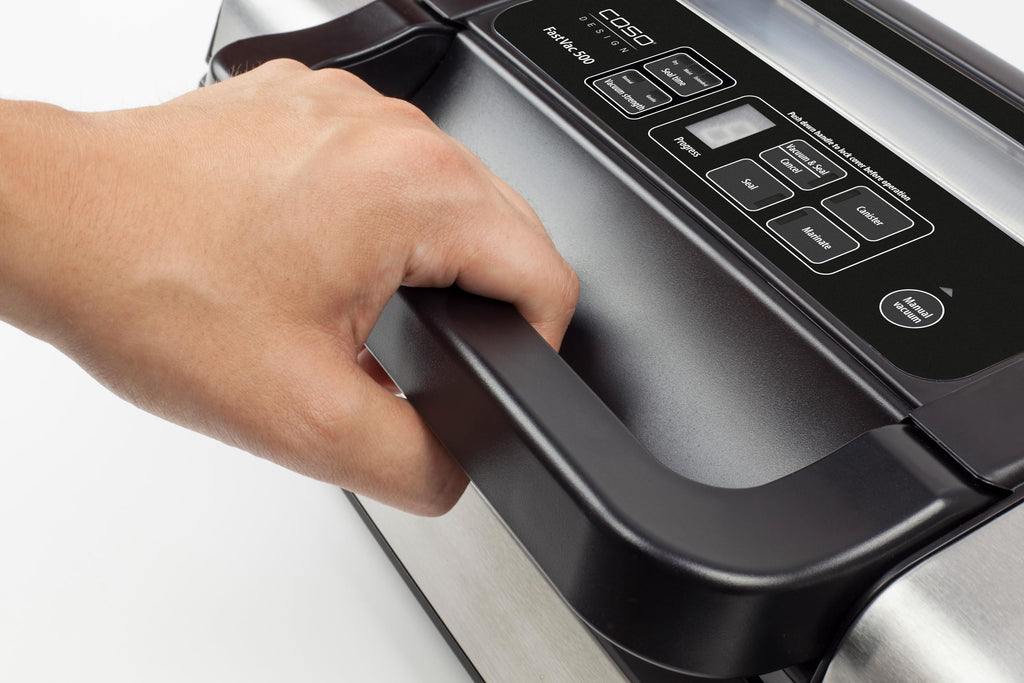 Gewerbe-Vakuumierer FastVac 500 mit 20 L/min Kolbenpumpe und doppelter Schweißnaht für Profi-Dauerbetrieb inkl. Folienrollen