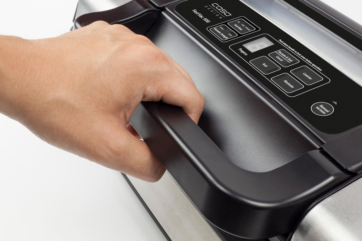 Gewerbe-Vakuumierer FastVac 500 mit 20 L/min Kolbenpumpe und doppelter Schweißnaht für Profi-Dauerbetrieb inkl. Folienrollen