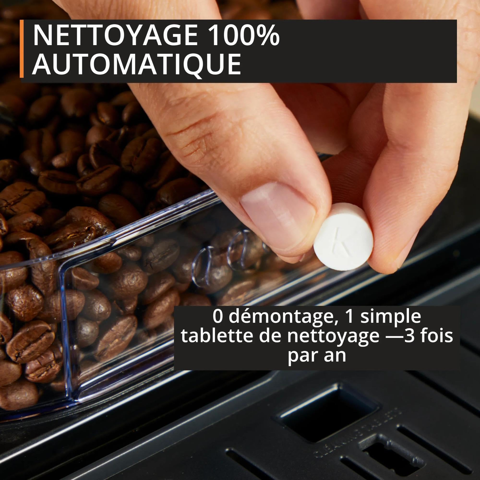 Krups Harmony, Machine espresso entièrement automatique avec buse vapeur, 4 boissons, Mousseur à lait manuel, Charbon, EA508BE0, Gris Coal
