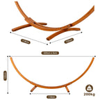 Hamac avec support en bois de pin massif 320 x 120 cm réglable en hauteur charge 200 kg extérieur