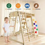 Klettergerüst klappbar für Kinder ab 1 Jahr, 10-in-1 Indoor Spielplatz aus Kiefernholz