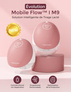 Tire-lait électrique mains libres M9 Mobile Flow double pompe avec contrôle application 15 niveaux 150 ml lot de 2