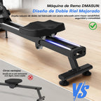 Rameur magnétique d'appartement 16 niveaux résistance double rail écran LED Bluetooth capacité 160 kg