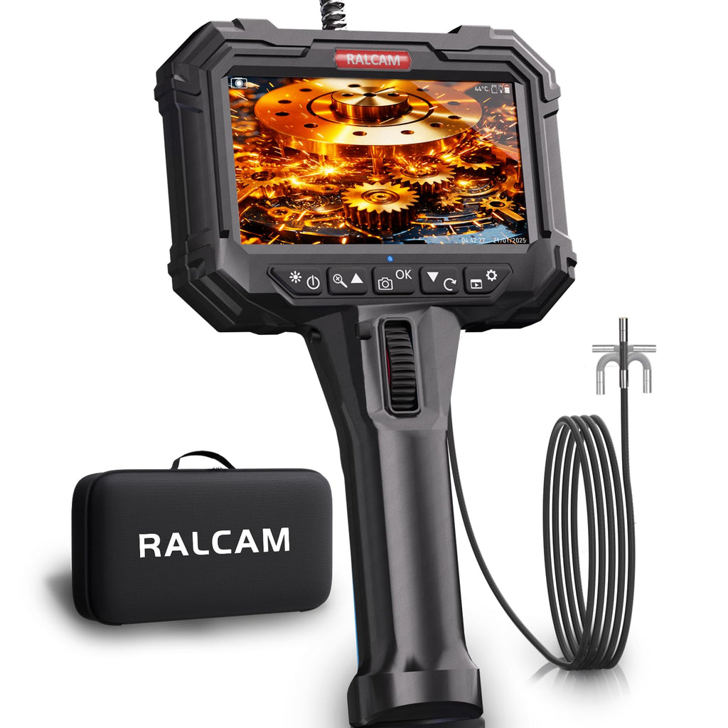 Endoskopkamera mit 5-Zoll-HD-Bildschirm und 210° beweglichem Kopf, IP67 Inspektionskamera mit 5,5mm Sonde und 1,5m Schlauch für Auto und Haus