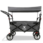 Faltbarer Bollerwagen FX-CT700 für 2 Kinder, grau, mit gepolstertem Innenraum, Sonnendach und Feststellbremsen, 75 kg Tragkraft