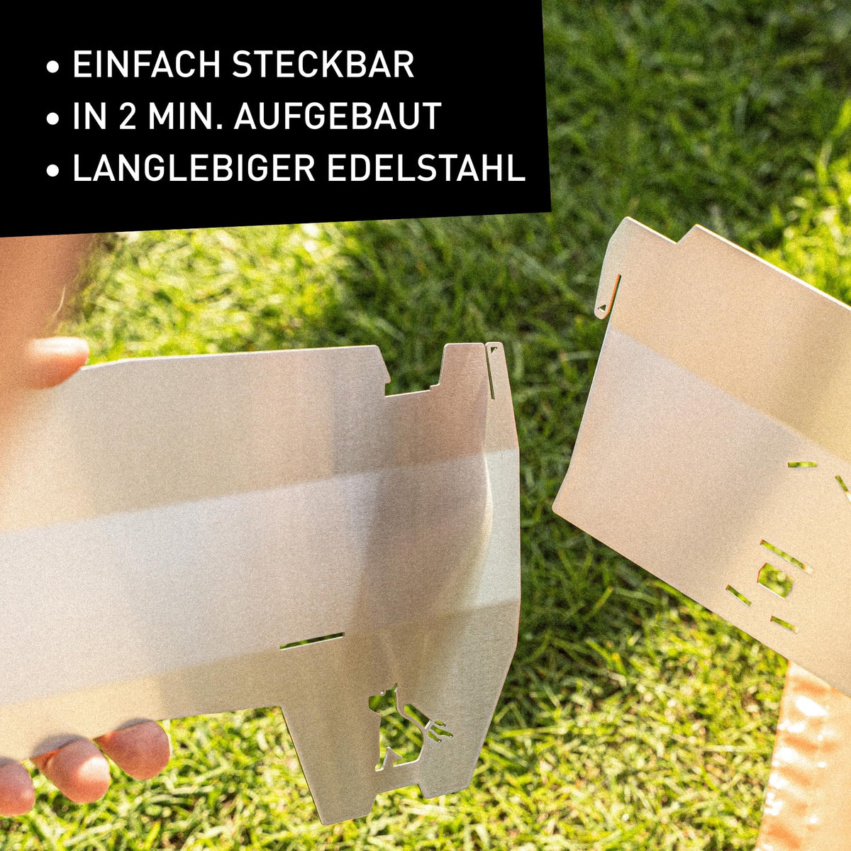 Faltbarer Camping Gasgrill aus Edelstahl, 3,3 kg, für EN 417 Schraubkartuschen