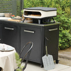 17"""" Gas-Pizzaofen mit rotierendem Pizzastein, LED und Tür, 50 mbar, inkl. Regler und 1,1 m Gasschlauch, Ø42,5 cm Stein