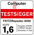 WLAN Repeater Repeater 6000 Mesh Wi-Fi 6 bis 6000 MBit/s Dualband mit Gigabit-LAN und Netzteil